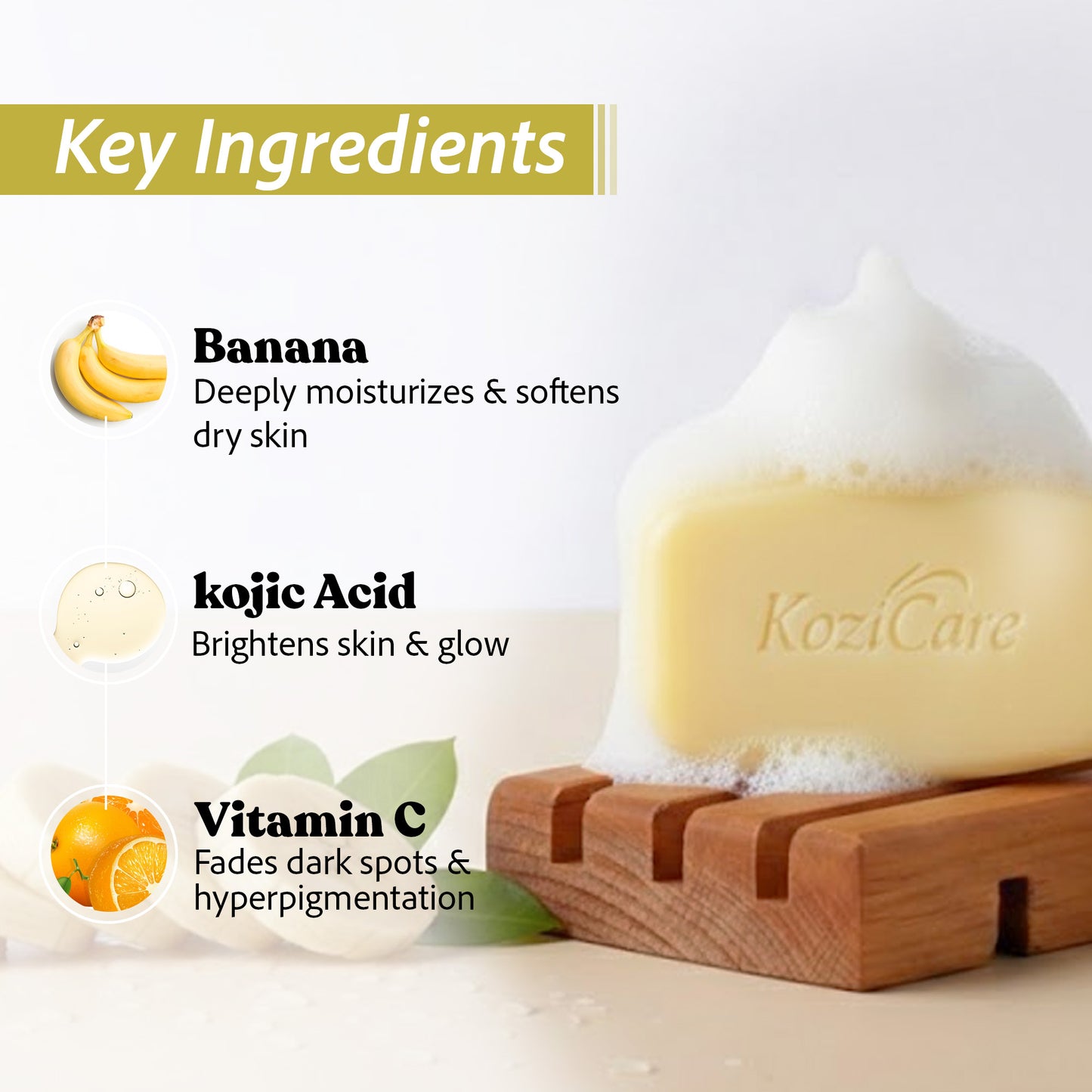 Kozicare banana soap - fruity fragrance body soap