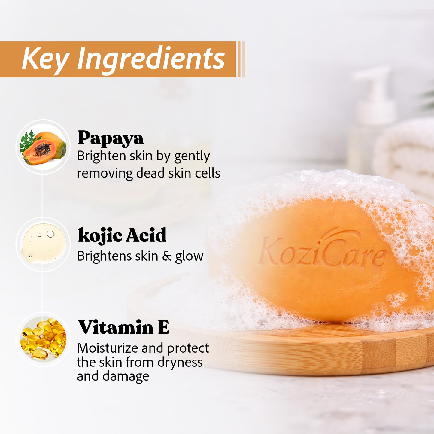 Kozicare Papaya Soap - Brightening soap with papaya extract