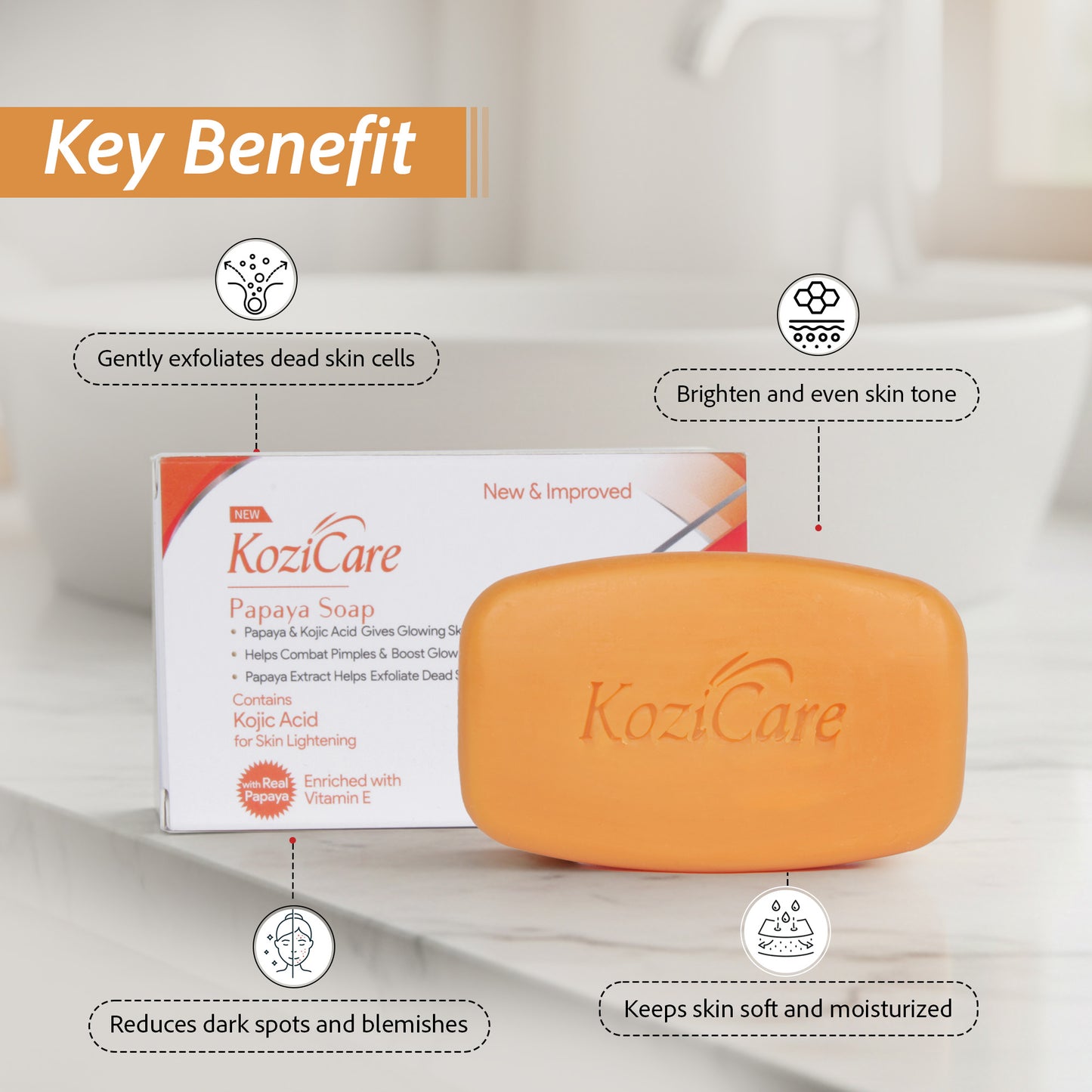 Kozicare Papaya Soap - Exfoliating bath bar for radiant skin