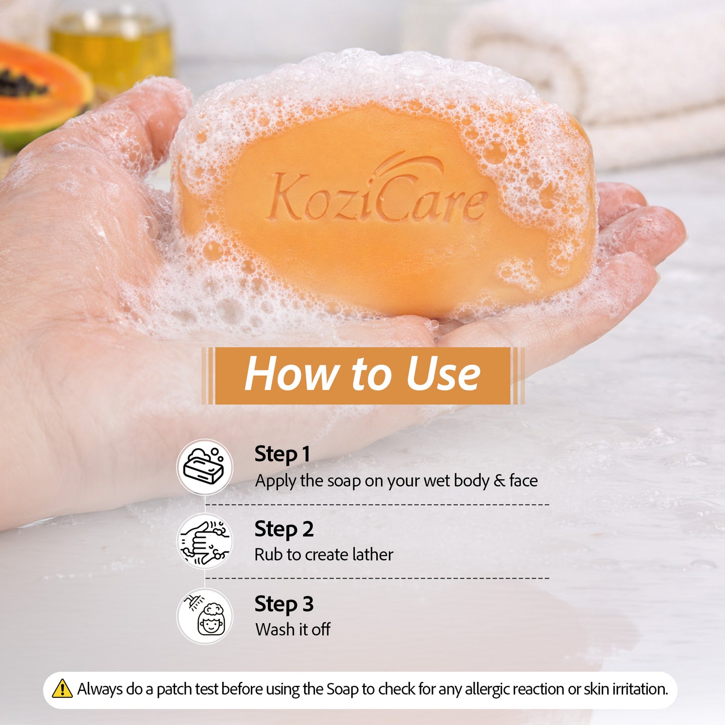 Kozicare Papaya Soap - Gentle for daily cleansing