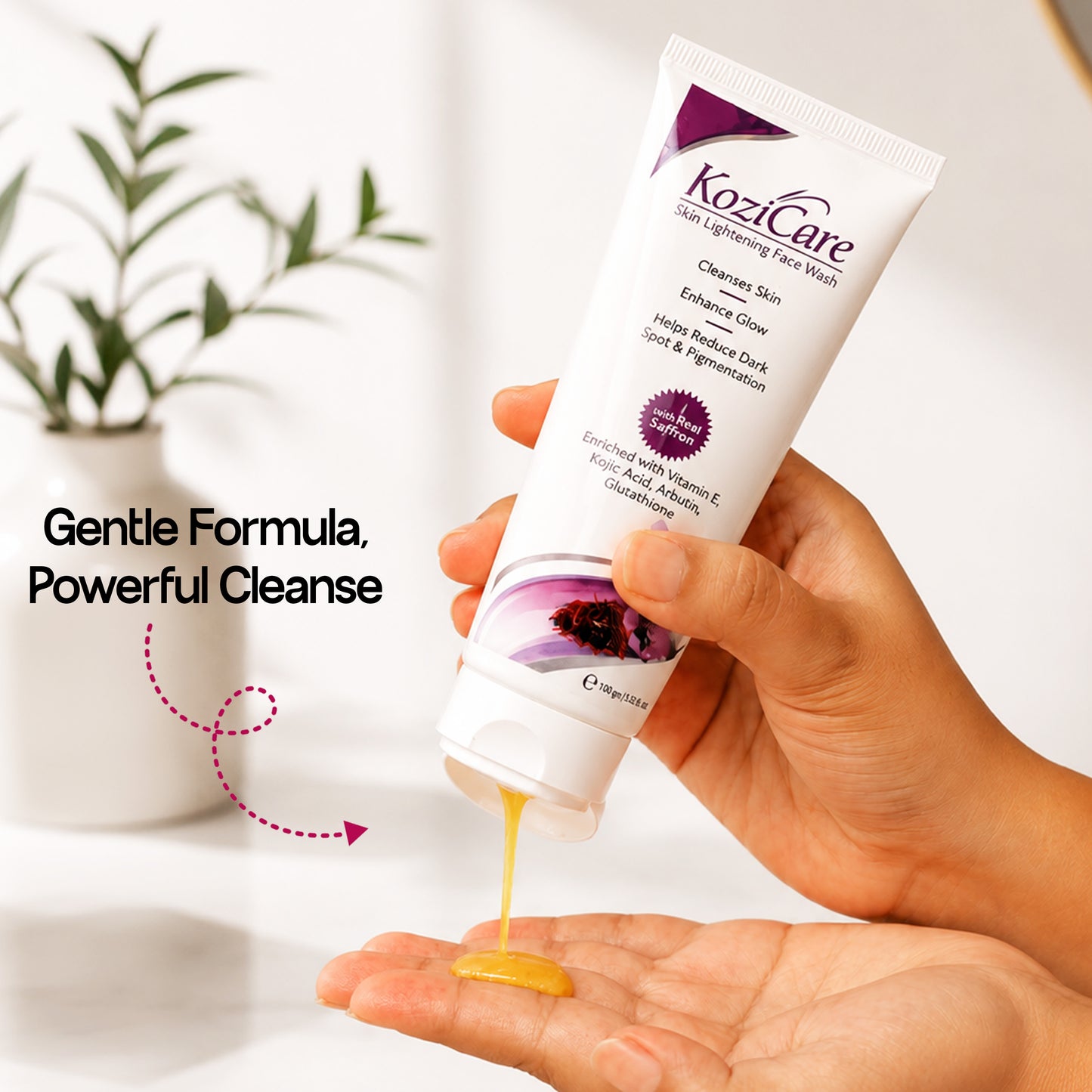 Kozicare Saffron Face Wash | Kojic Acid Face Wash | Skin Whitening Face Wash | Acne Wash for Glowing Skin | Cleanses Skin Enhance Glow | Face Wash for Women & Men | Saffron Face Wash - 100 Ml