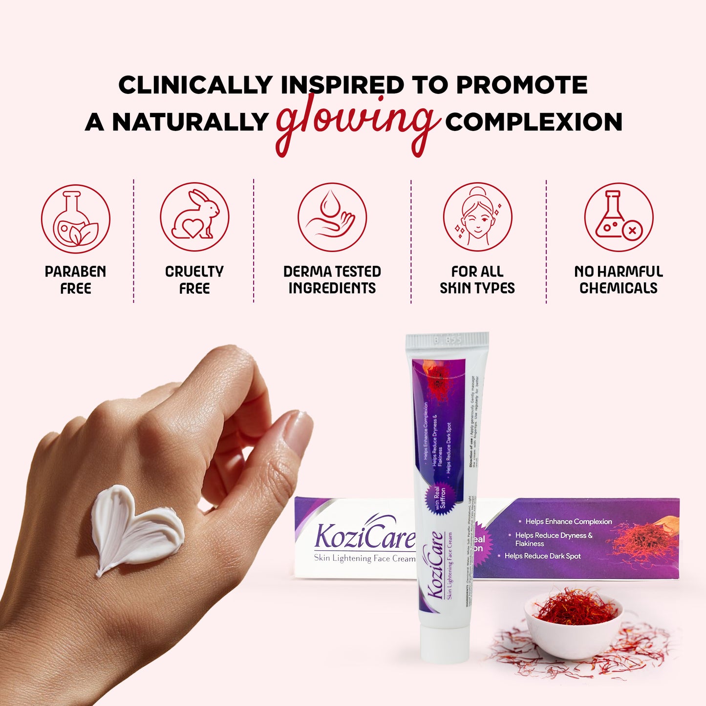 Pack of 3: Kozicare Kojic Acid Cream - Whitening, Non-Greasy | 15g Each | Saffron Scented | For Men & Women