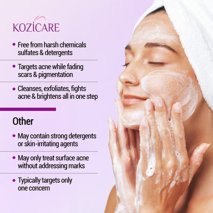 Kozicare Saffron Face Wash | Kojic Acid Face Wash | Skin Whitening Face Wash | Acne Wash for Glowing Skin | Cleanses Skin Enhance Glow | Face Wash for Women & Men | Saffron Face Wash - 100 Ml