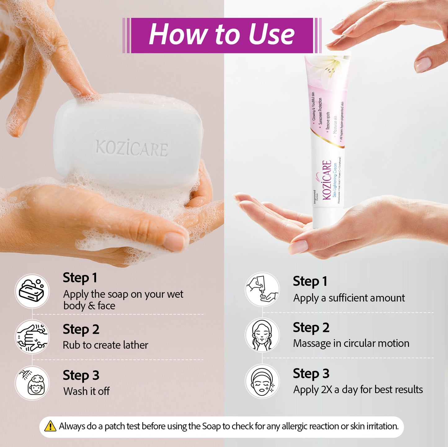 Kozicare Skin Lightening Soap with 0.50% Kojic Acid,0.50% Arbutin, 0.50% Vitamin C, 0.50% Vitamin E, 0.30% Glutathione |Sun screen protection |keeps your skin young and moisturised - 75g (Pack of 9)