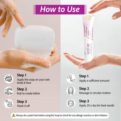 Kozicare Skin Lightening Soap with 0.50% Kojic Acid,0.50% Arbutin, 0.50% Vitamin C, 0.50% Vitamin E, 0.30% Glutathione |Sun screen protection |keeps your skin young and moisturised - 75g (Pack of 9)