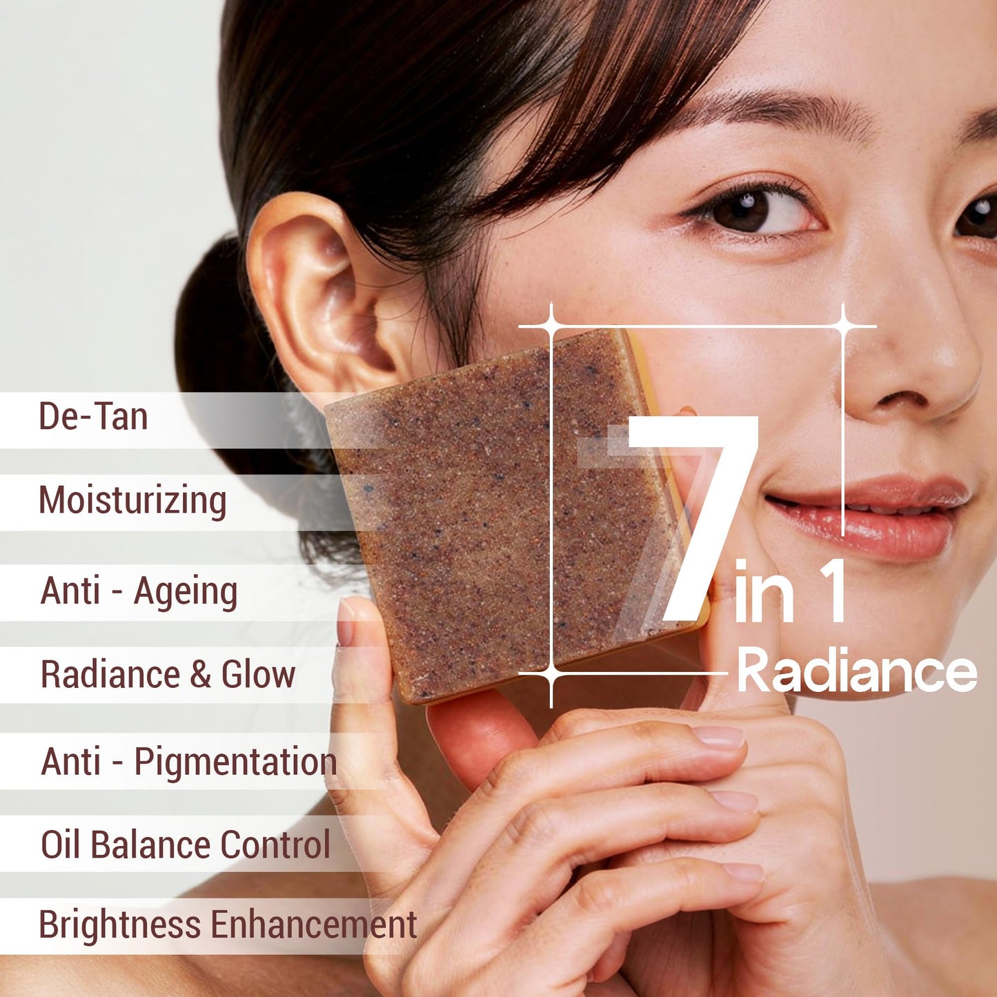 Kozicare Kojic Radiance Soap + Scrub | 7-in-1 Magic Soap Bar with 2% Kojic Acid, 1% Niacinamide & Vitamin C for De-Tan & Anti-Pigmentation | Exfoliating Face & Body Soap Bar | Fades Dark Spot | 120g