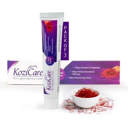 Pack of 3: Kozicare Kojic Acid Cream - Whitening, Non-Greasy | 15g Each | Saffron Scented | For Men & Women